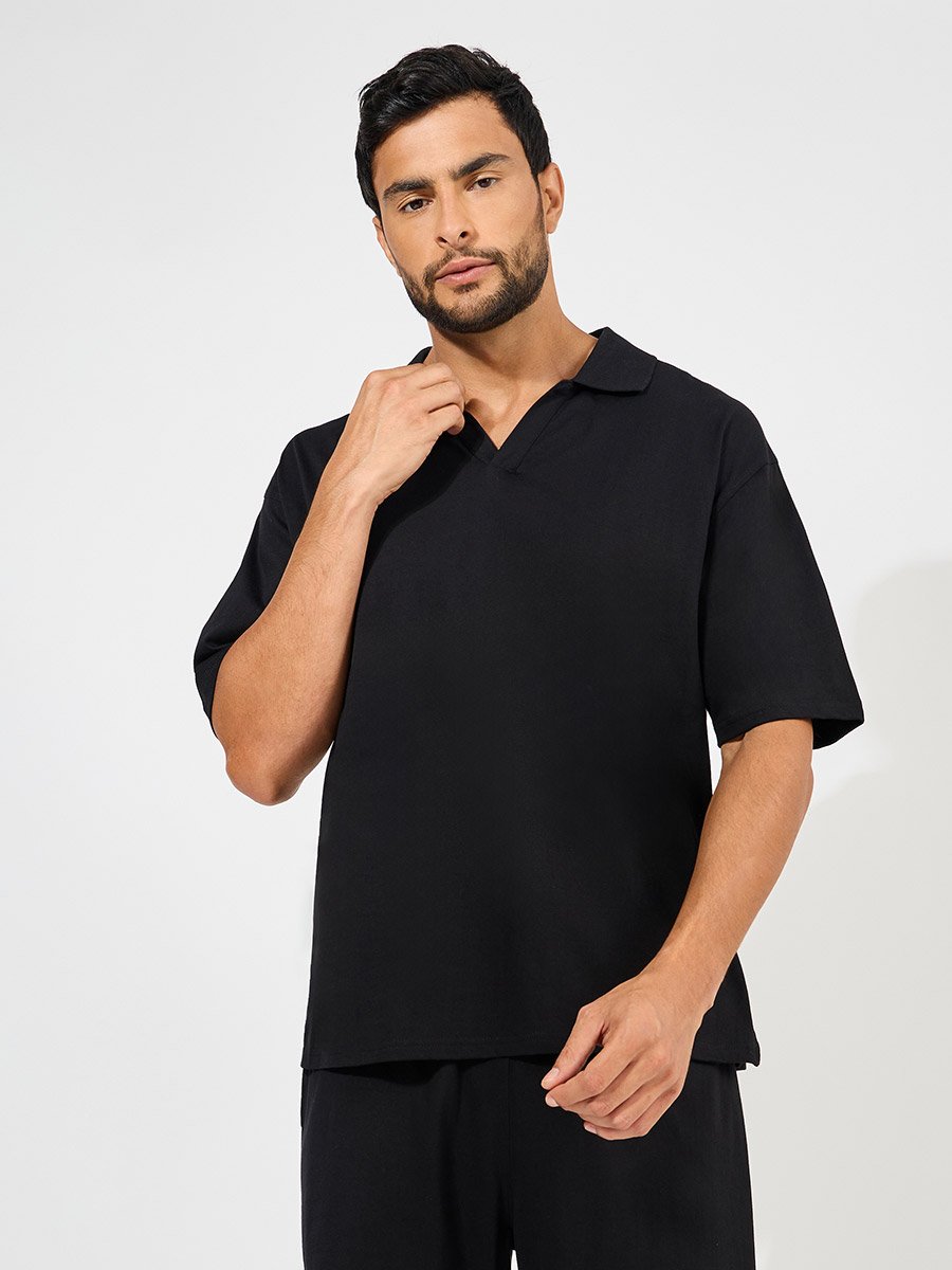 Heavy Cotton Jersey Oversized Polo and Shorts Co-Ords