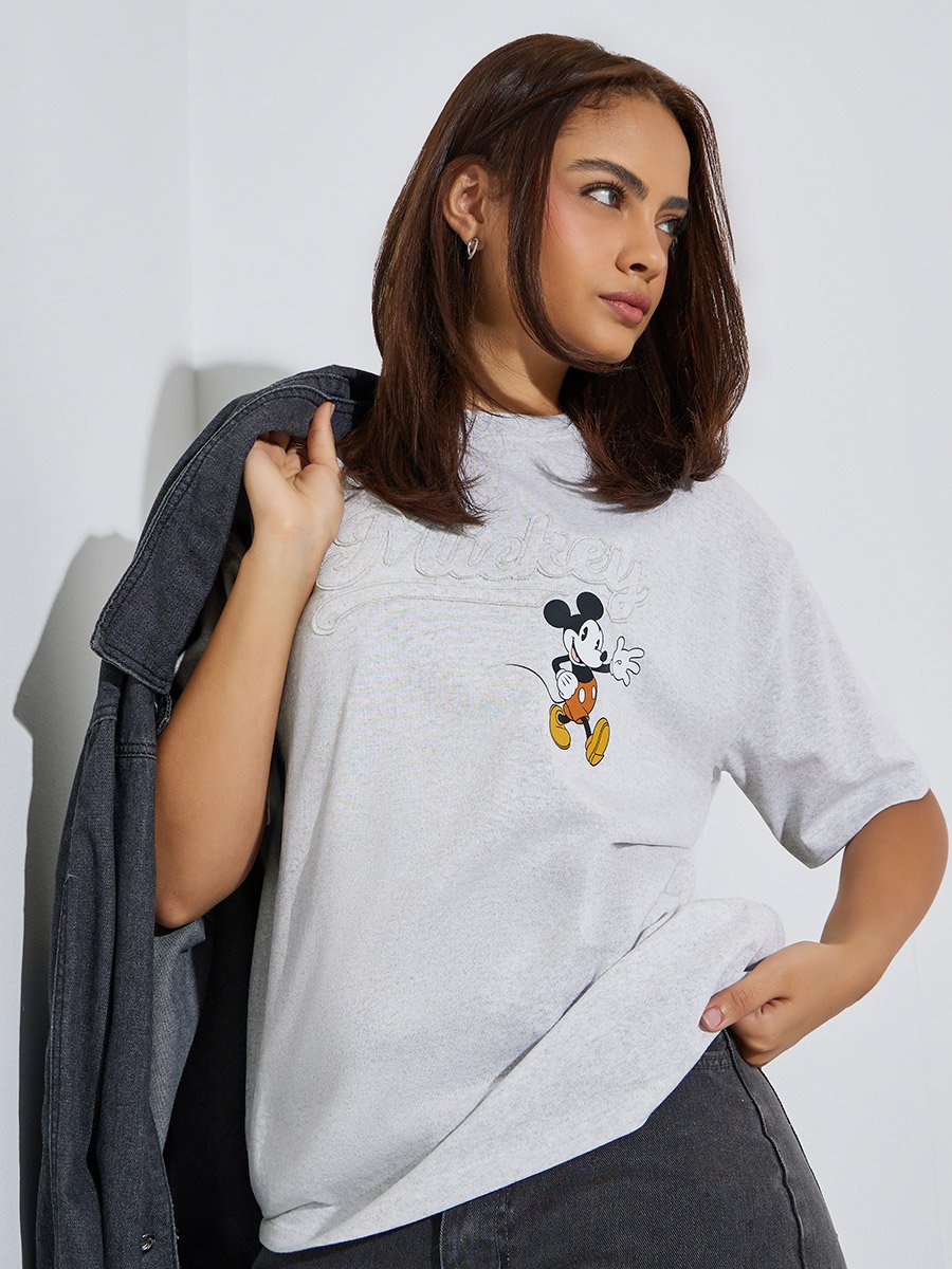 Mickey Mouse Graphic Print Oversized T-Shirt