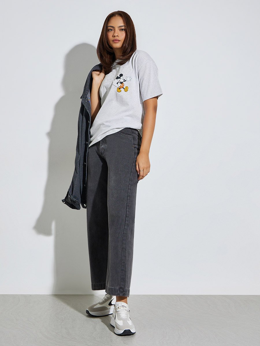 Mickey Mouse Graphic Print Oversized T-Shirt