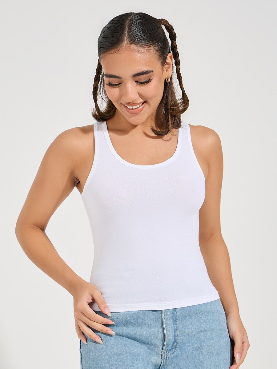 Round Neck Fitted 100% Cotton Tank