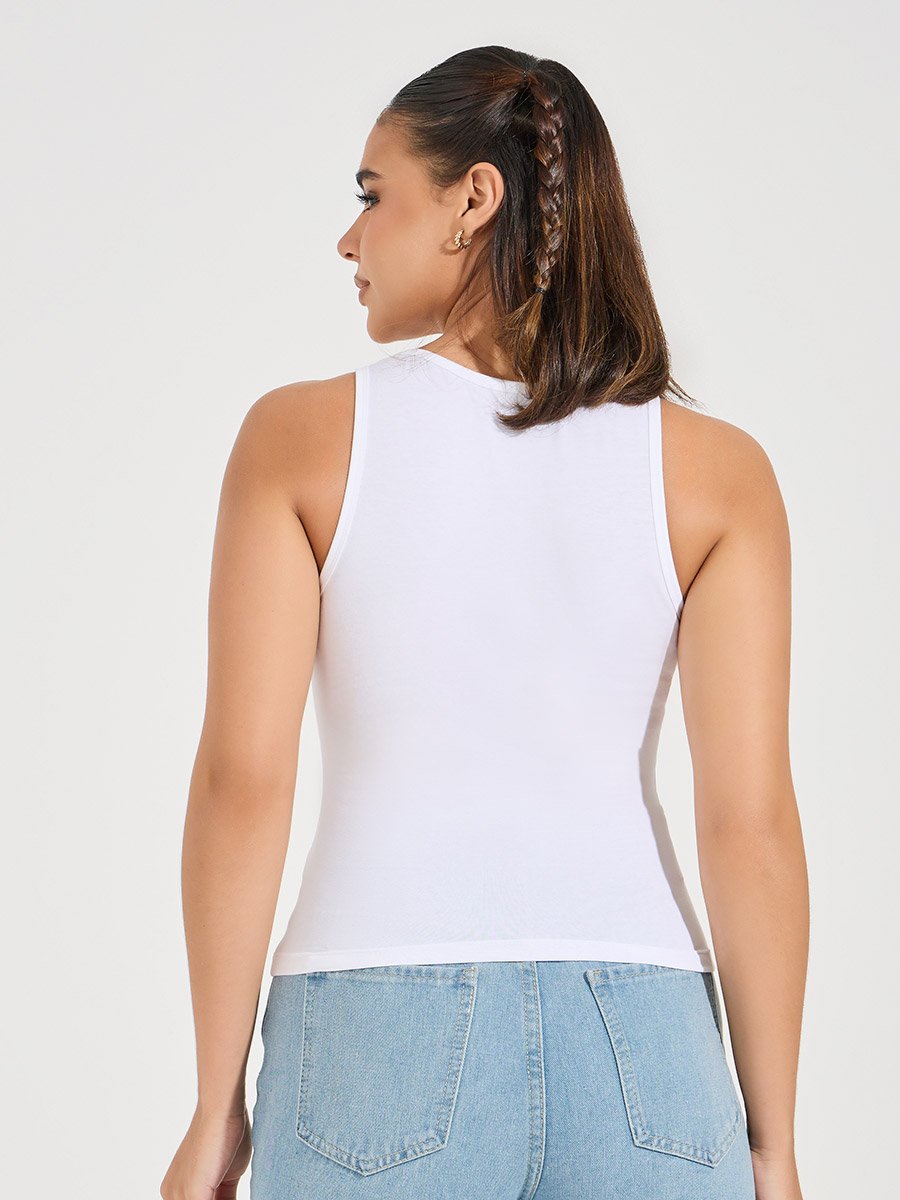 Round Neck Fitted 100% Cotton Tank