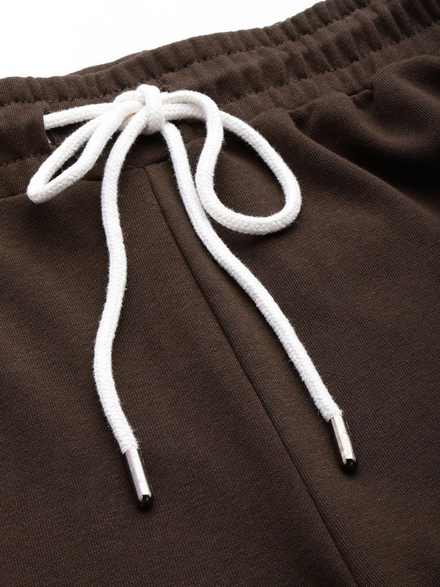 Solid Relaxed Fit Joggers with Contrast Drawstring Closure