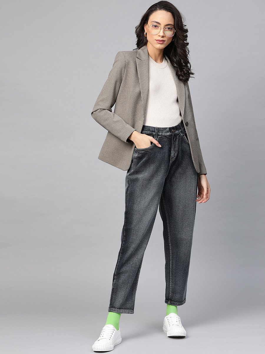 High Rise Washed Basic Jeans