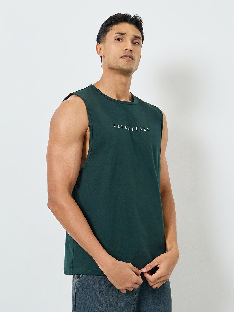 Minimal Print Drop Armhole Cotton Tank