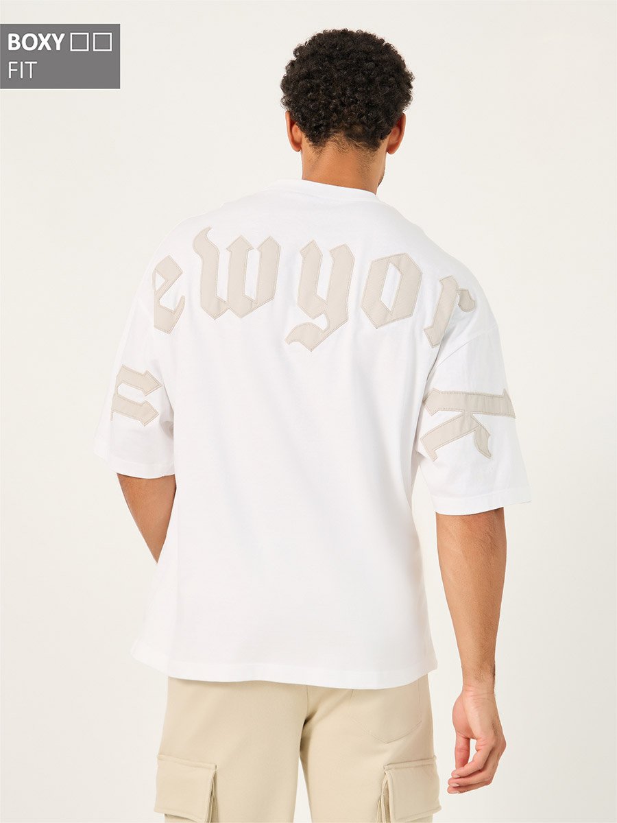 Back Applique Detail Pure Cotton Boxy T-Shirt