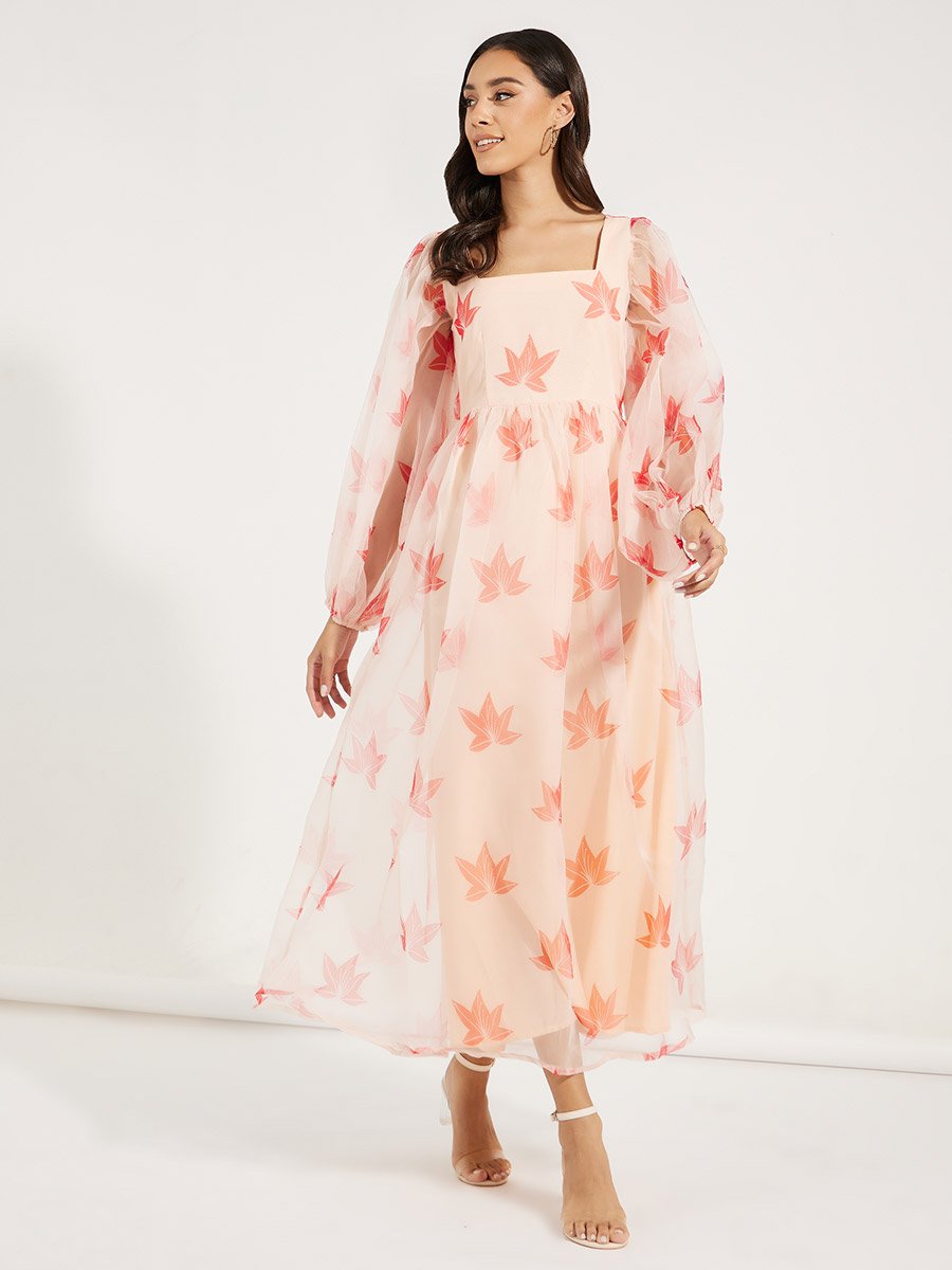 Tie-Up Back Square Neck Maxi Dress