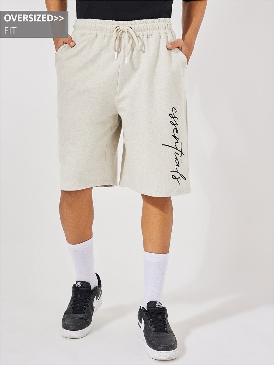 Essentials Print Oversized Cotton Shorts