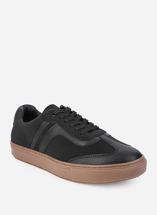 Panelled Rubber Sole Lace Up Sneakers
