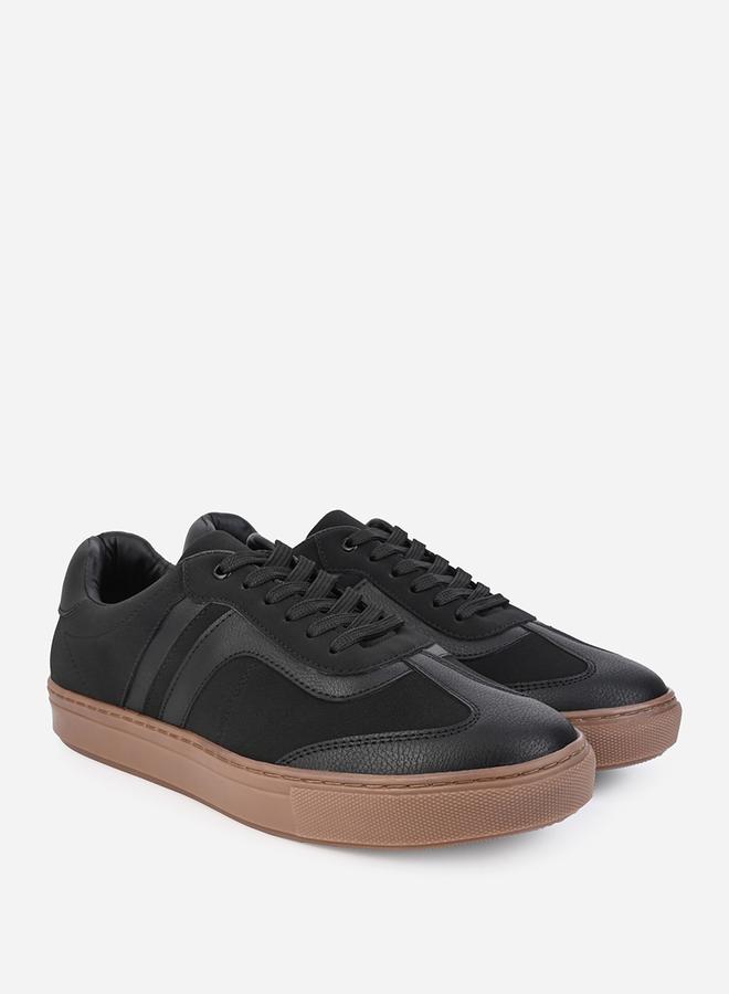 Panelled Rubber Sole Lace Up Sneakers
