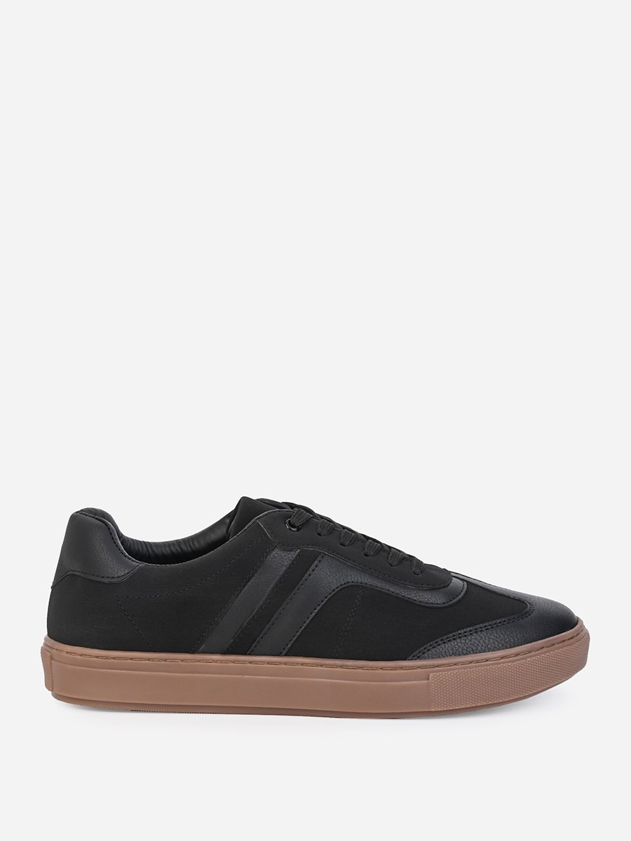 Panelled Rubber Sole Lace Up Sneakers