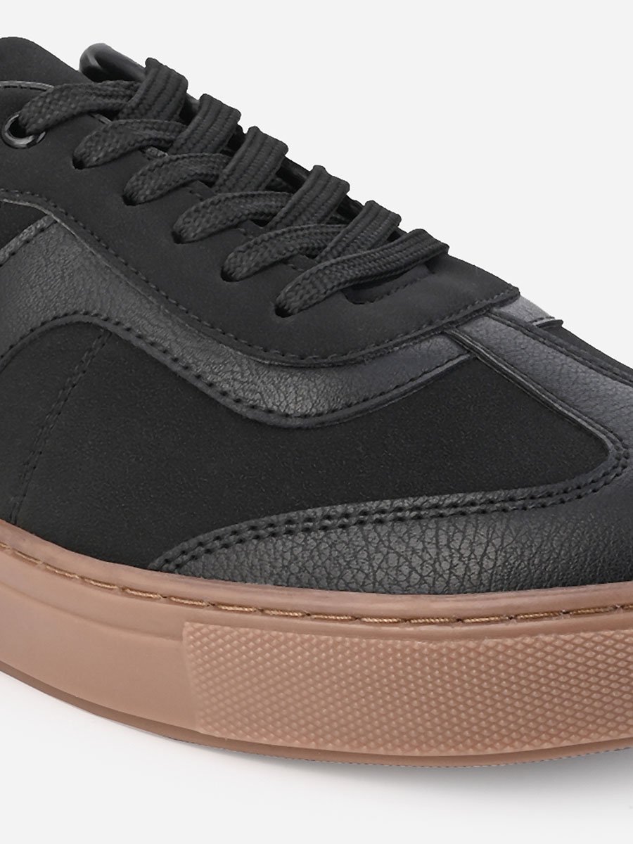 Panelled Rubber Sole Lace Up Sneakers