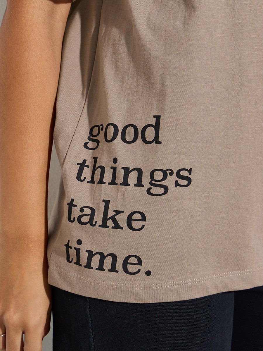Oversized Slogan Print Longline 100% Cotton T-Shirt