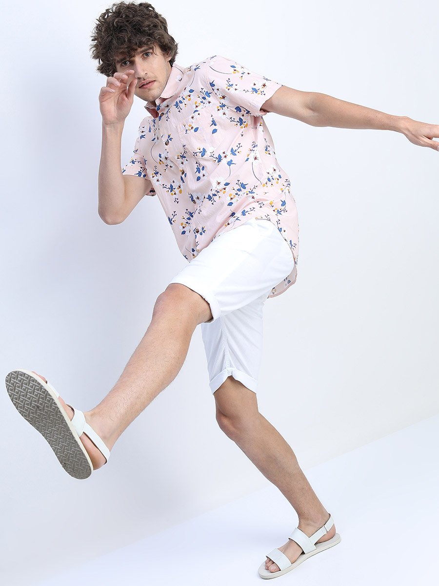 All Over Floral Print Shirt with Short Sleeves