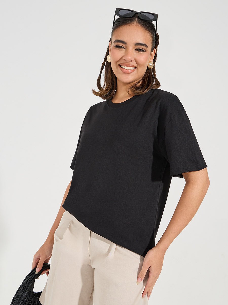 Oversized Plain Dropped Shoulder T-Shirt