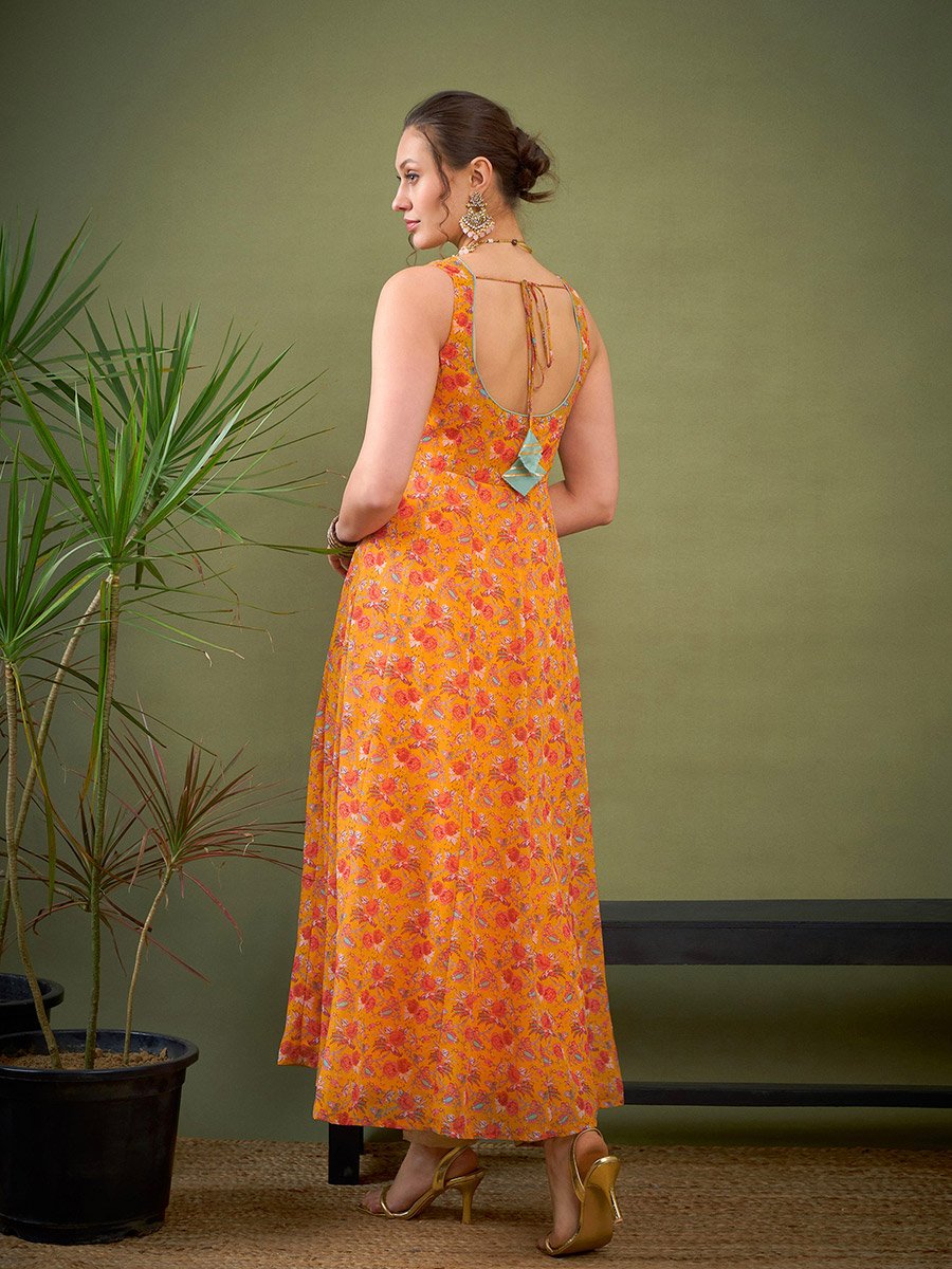 Floral Print Sweetheart Neck Anarkali Kurta