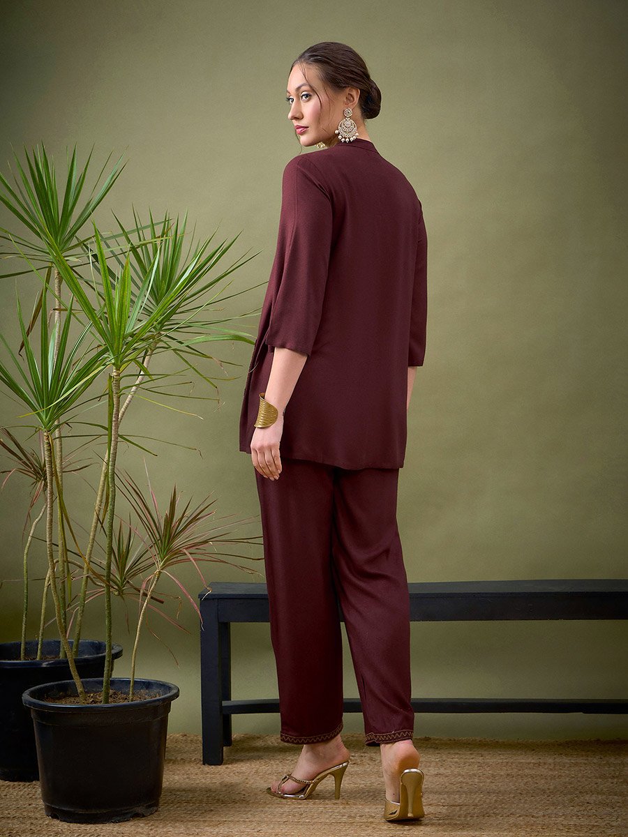 Embroidered Pocket Shirt and Palazzo Set