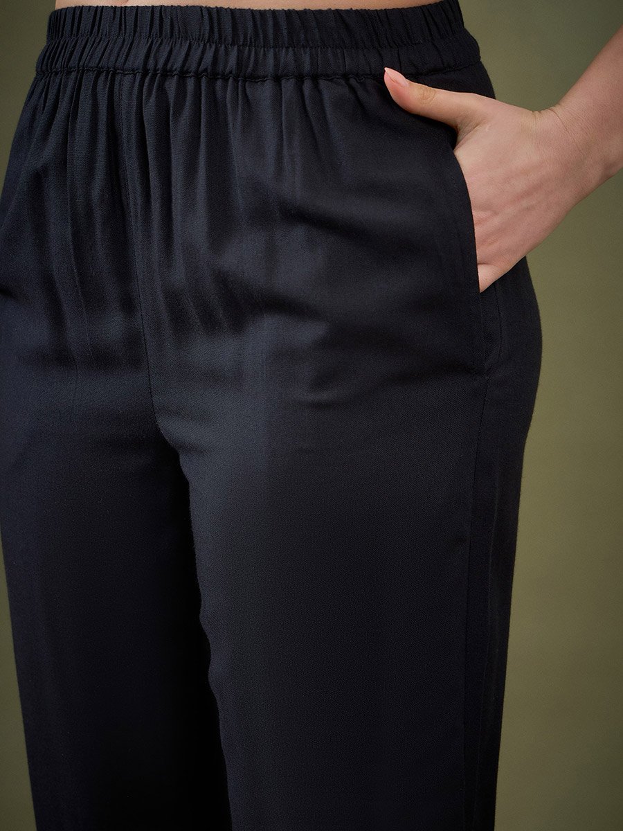 Embroidered Mandarin Collar Shirt and Pants Co-Ords