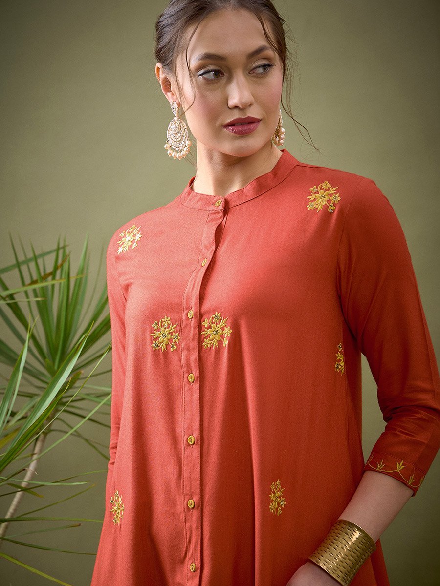 All Over Embroidered Shirt and Palazzo Set