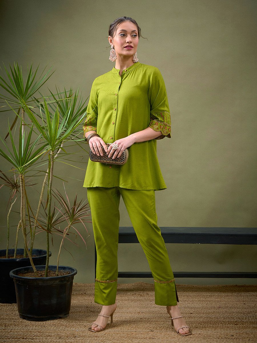 Embroidered Shirt and Pants Co-Ords
