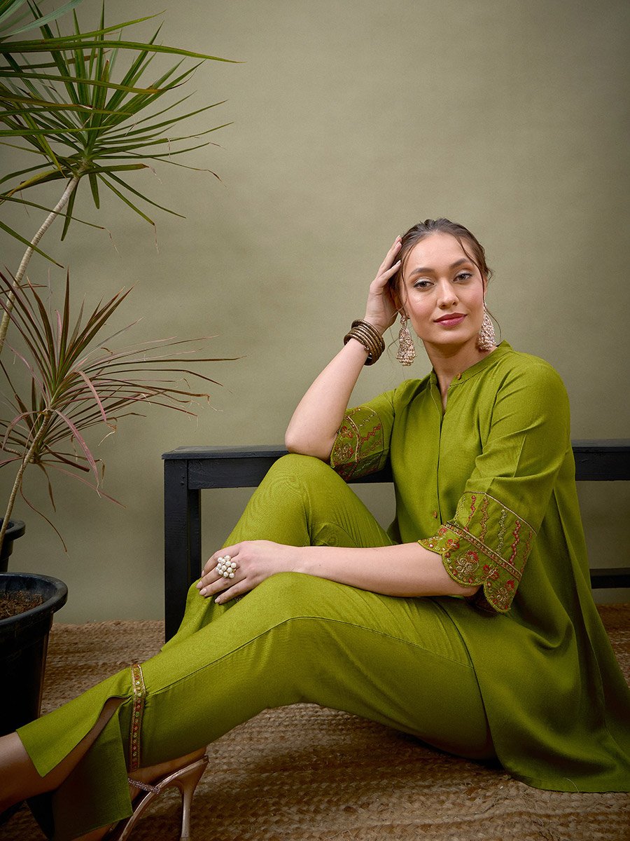 Embroidered Shirt and Pants Co-Ords
