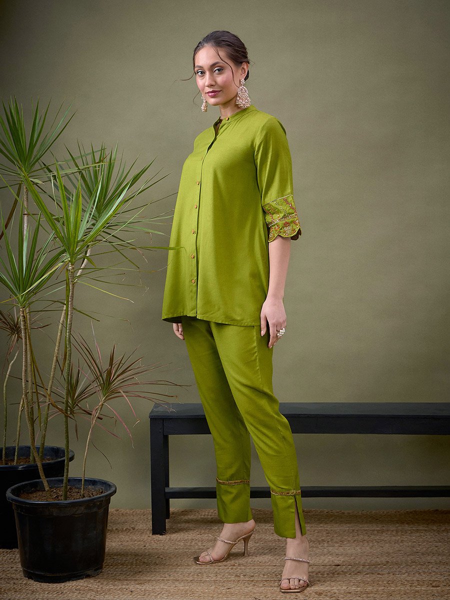 Embroidered Shirt and Pants Co-Ords