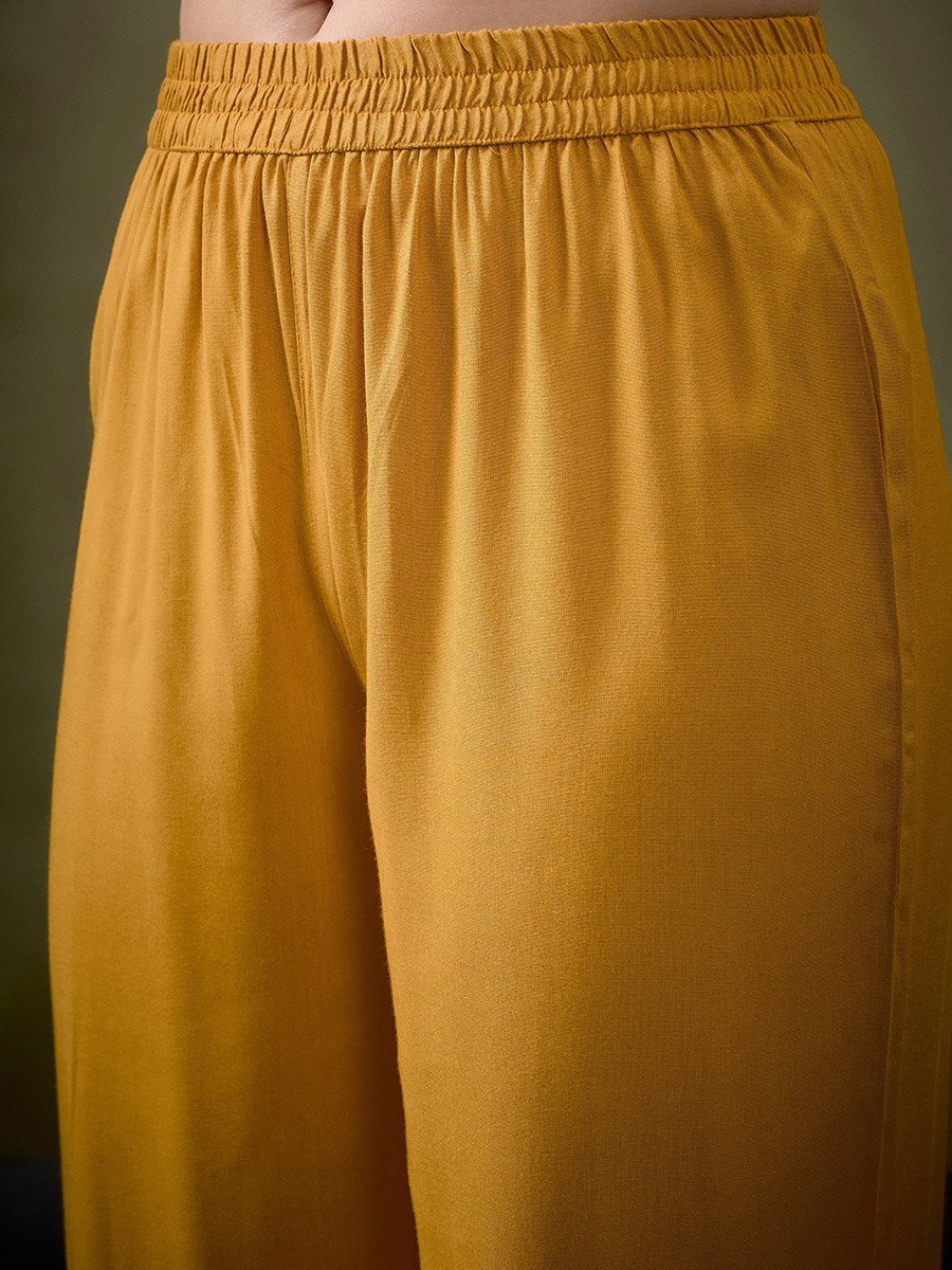 Embroidered Hem Placket Shirt and Pants Co-Ord