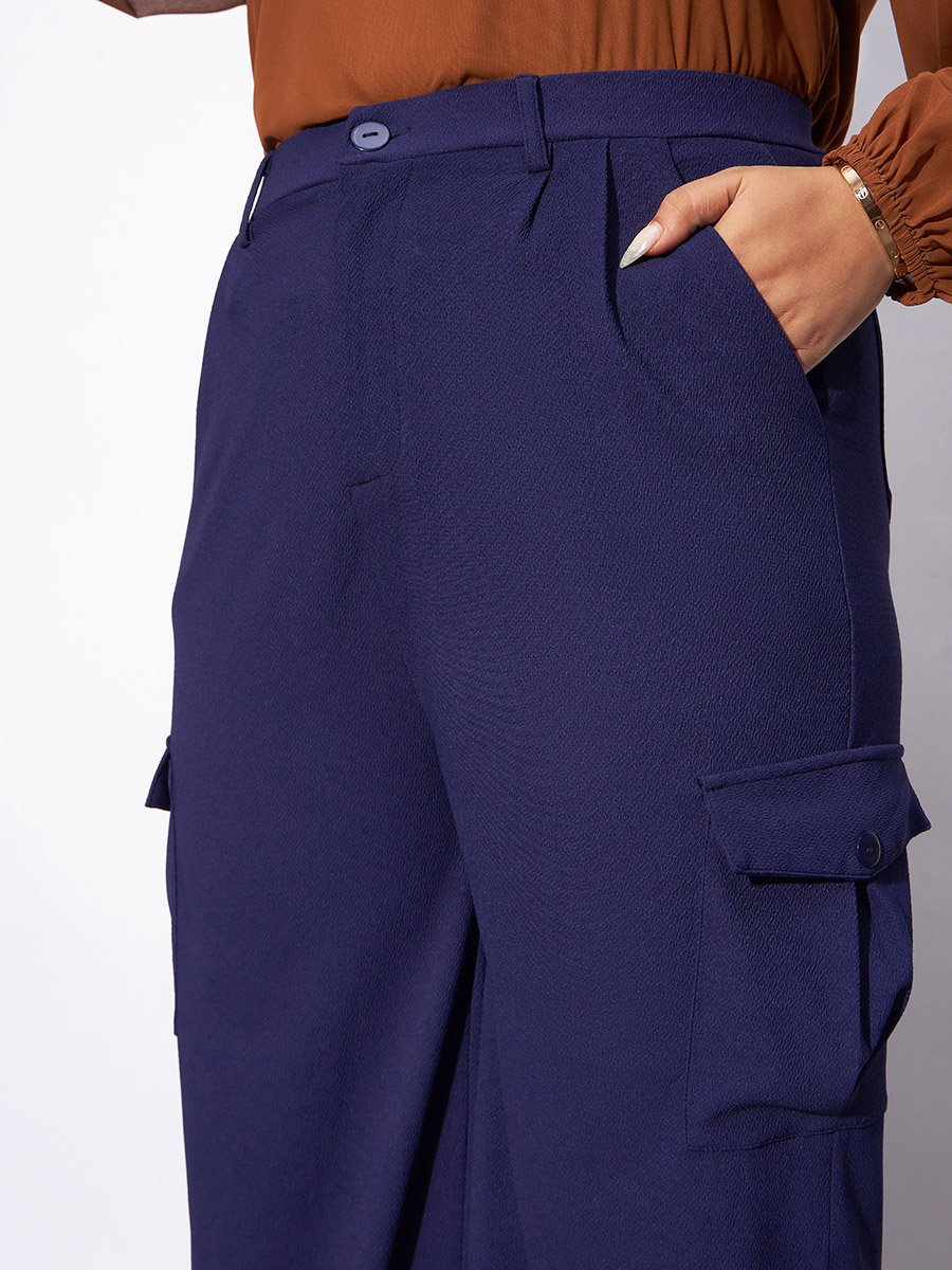 Plus Cargo Pocket Detail Straight Pants