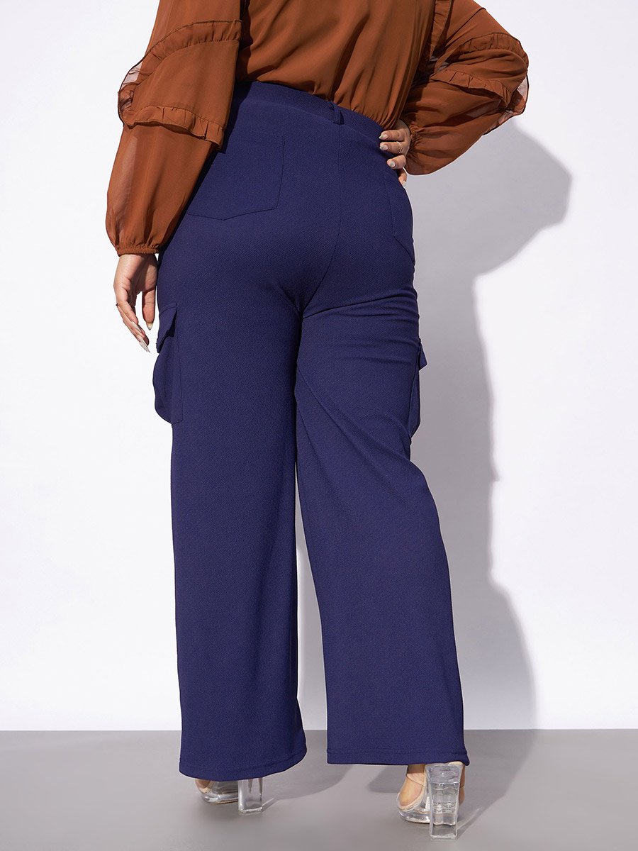 Plus Cargo Pocket Detail Straight Pants