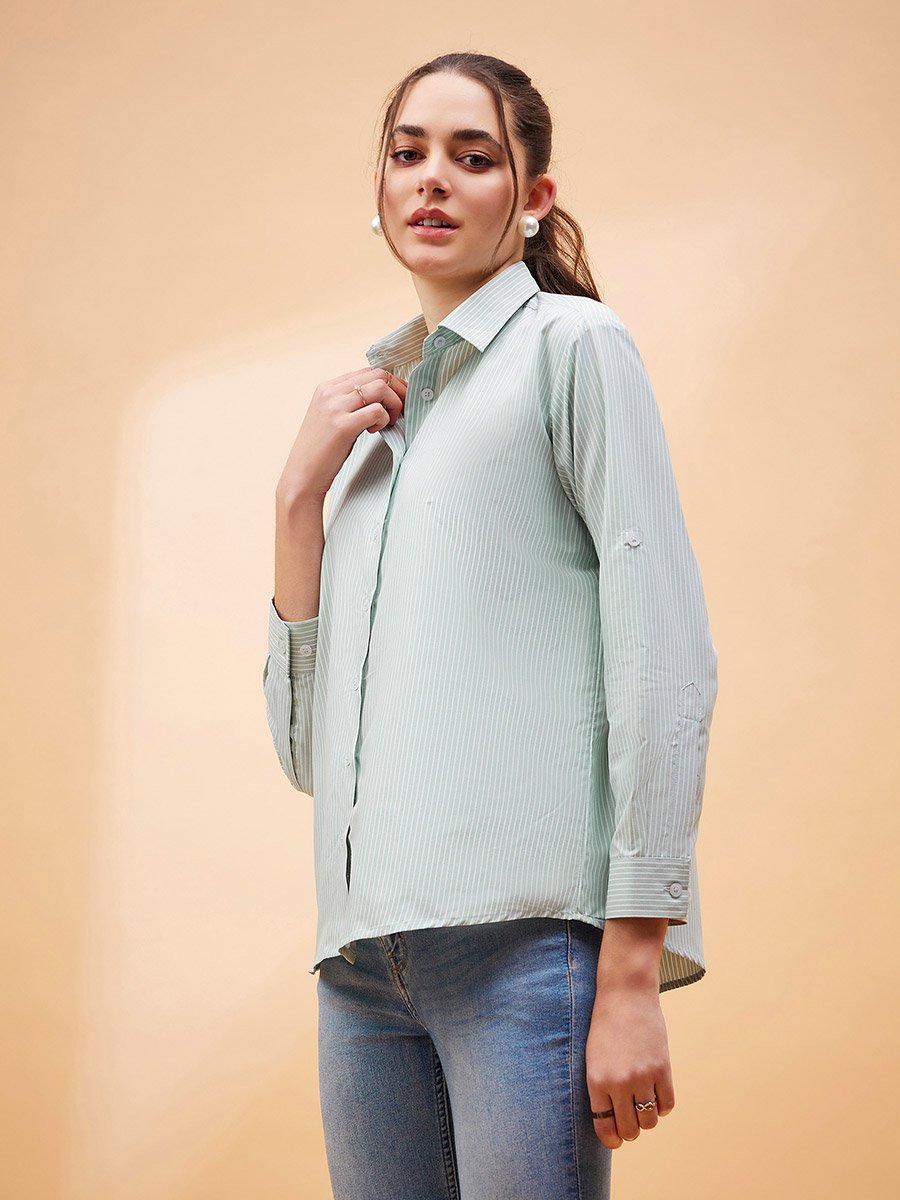 Oversized Solid Shirt with Long Sleeves