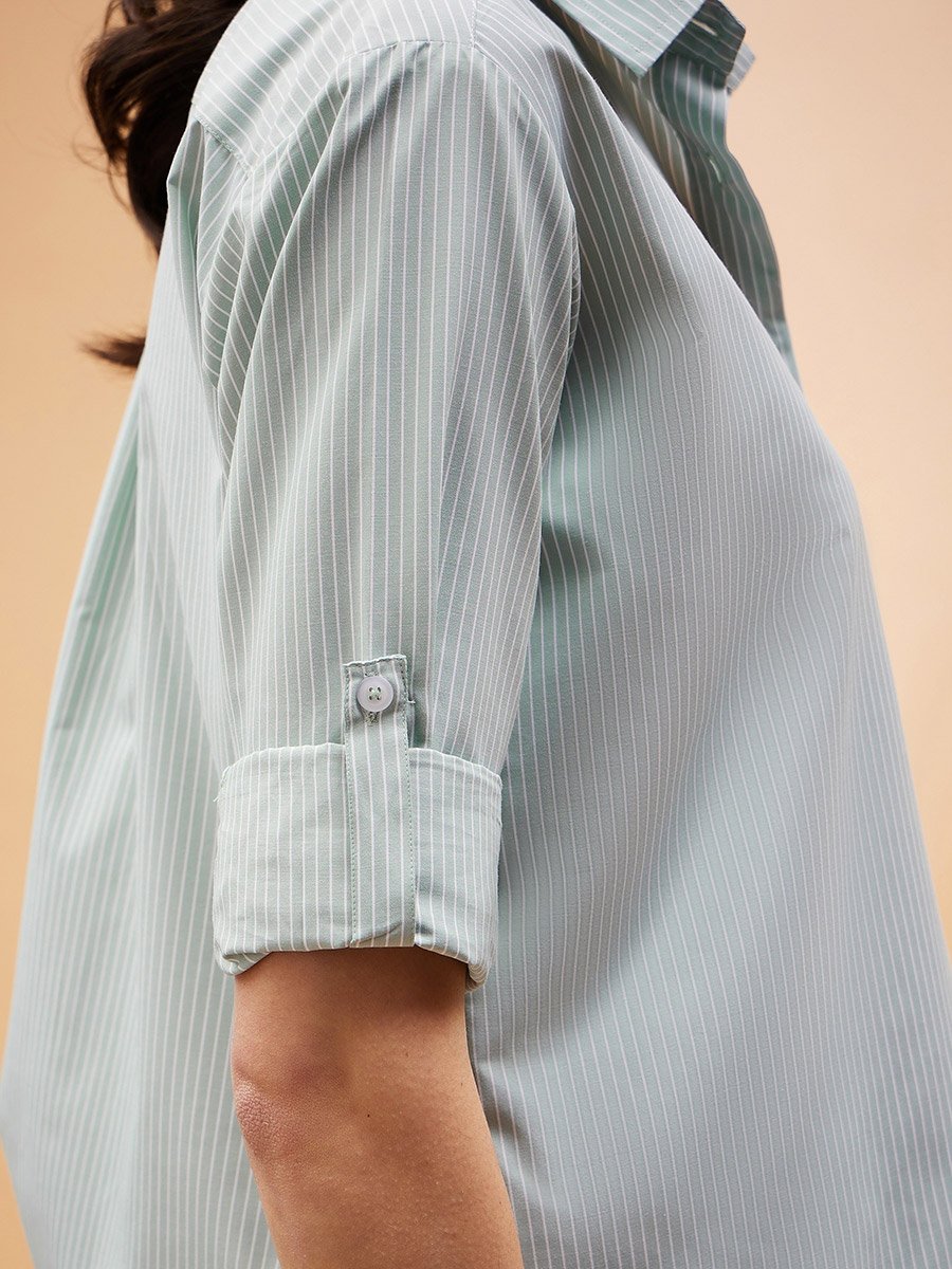 Oversized Solid Shirt with Long Sleeves