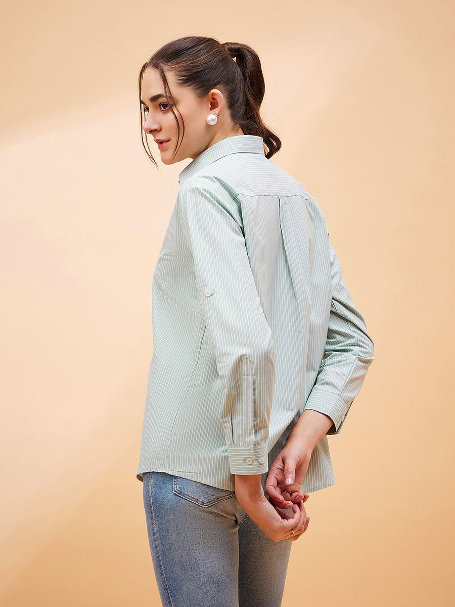 Oversized Solid Shirt with Long Sleeves