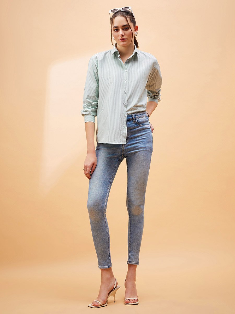 Oversized Solid Shirt with Long Sleeves