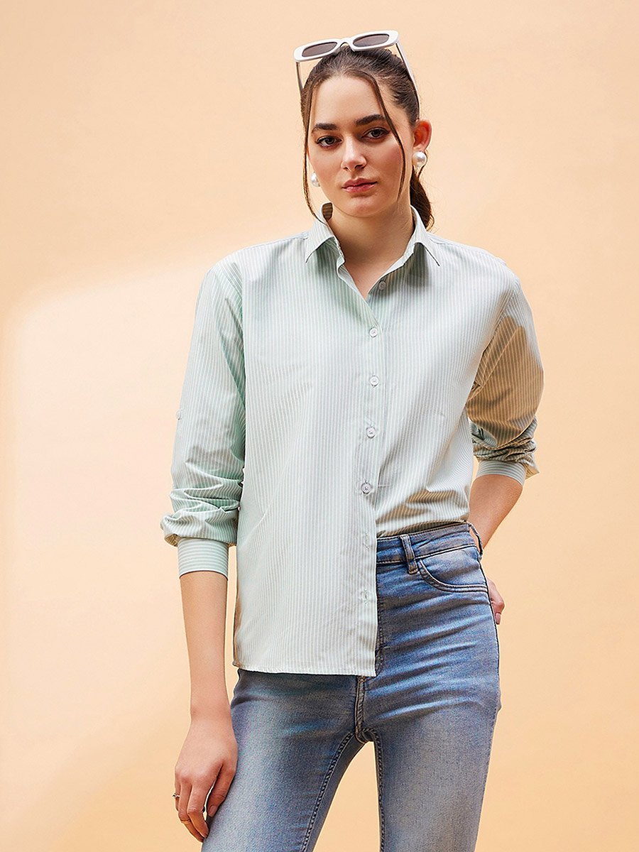 Oversized Solid Shirt with Long Sleeves