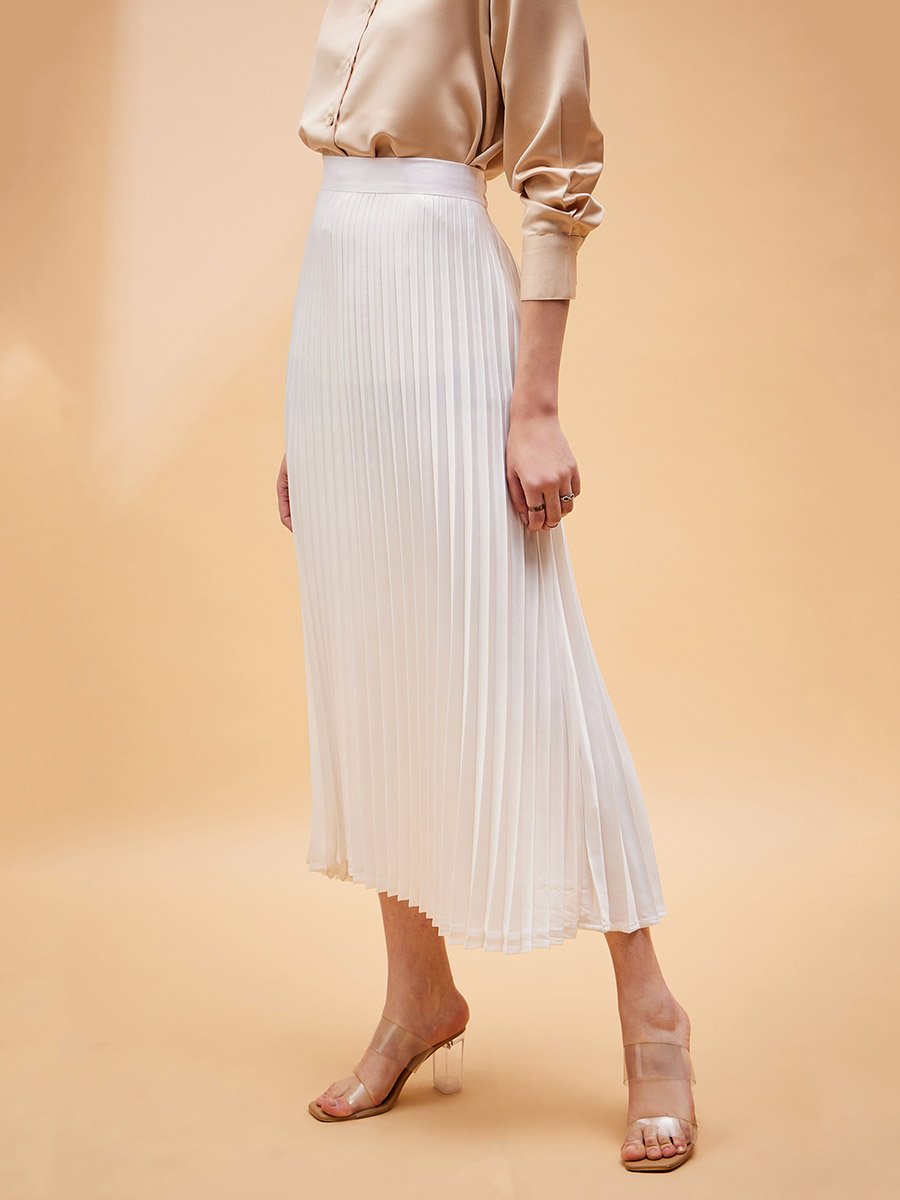 Pleated A-Line Midi Skirt