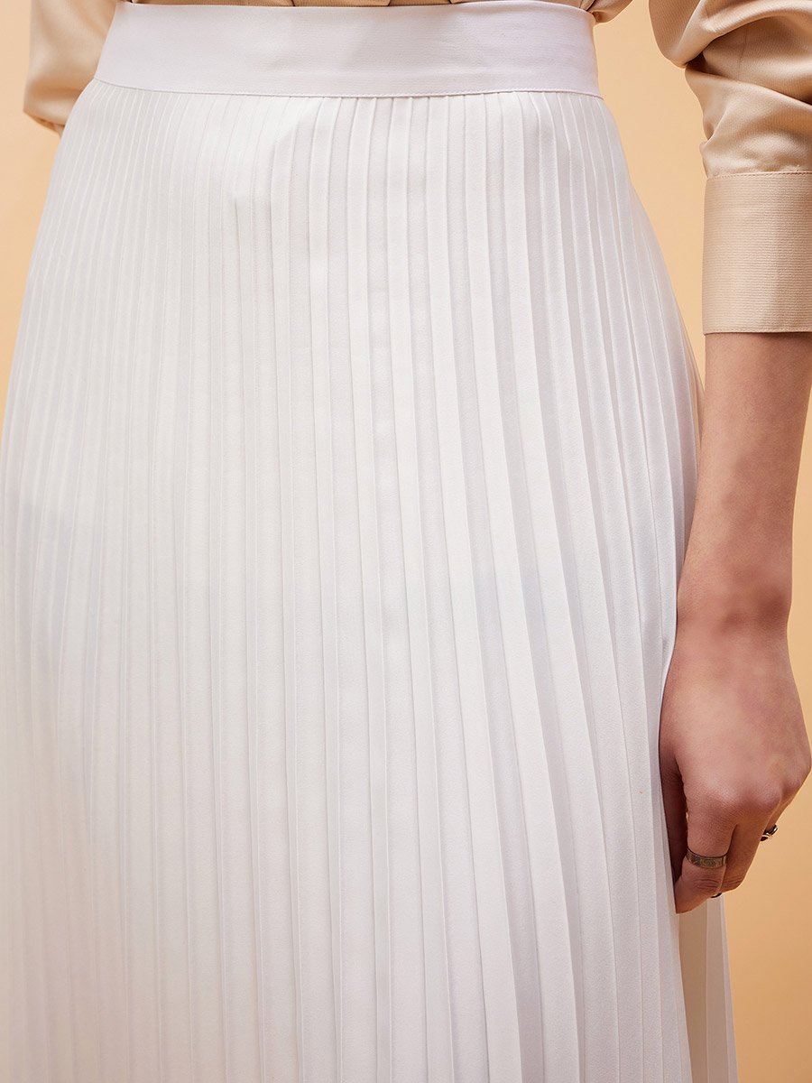 Pleated A-Line Midi Skirt