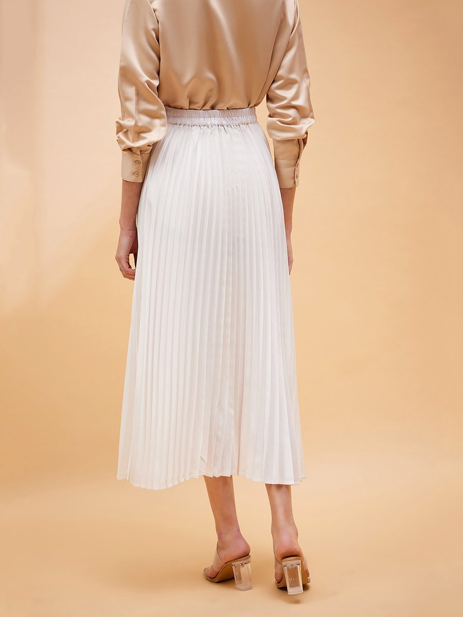 Pleated A-Line Midi Skirt