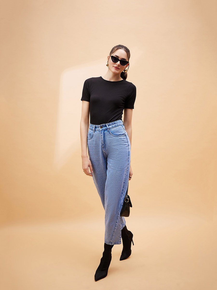 Ribbed Short Sleeve Bodysuit