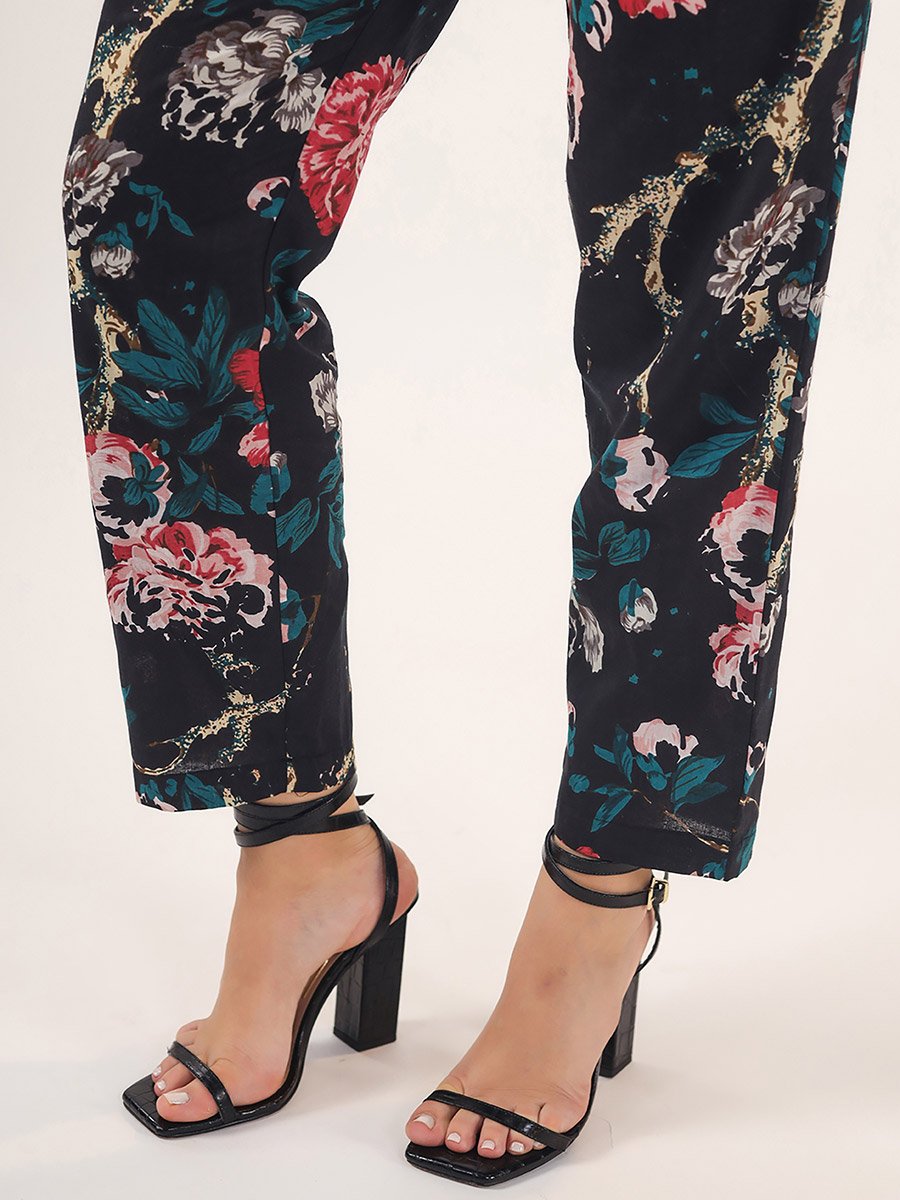 Pack of 3 - All Over Floral Print Front Open Blazer- Trousers and Solid Cami Co-Ords