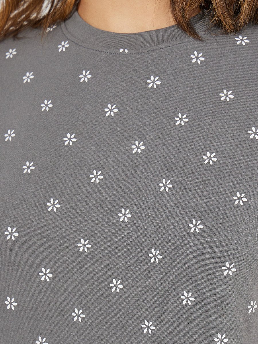 All Over Print Floral T-Shirt and Cuffed Pyjama Set