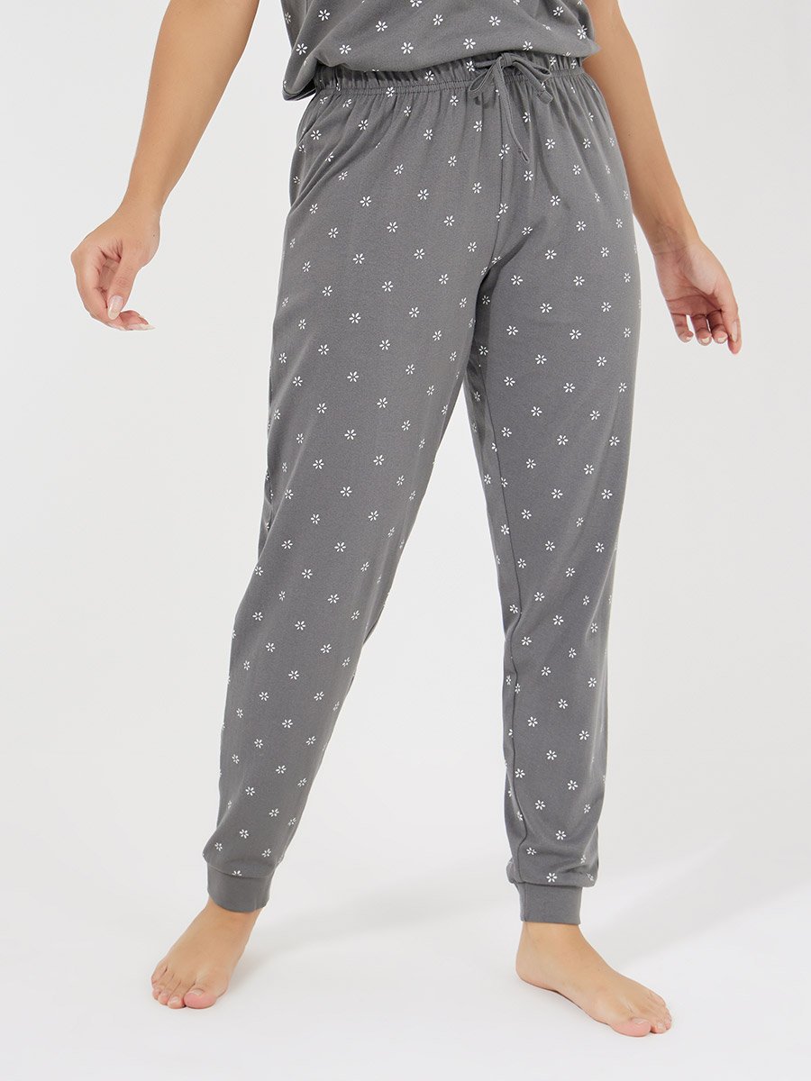 All Over Print Floral T-Shirt and Cuffed Pyjama Set
