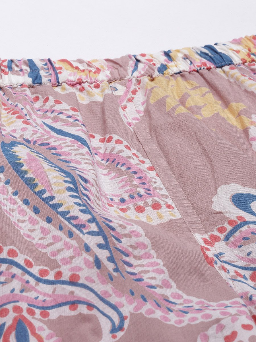 Pack of 3 - Cotton Paisley Print Cami- Pyjama and Robe