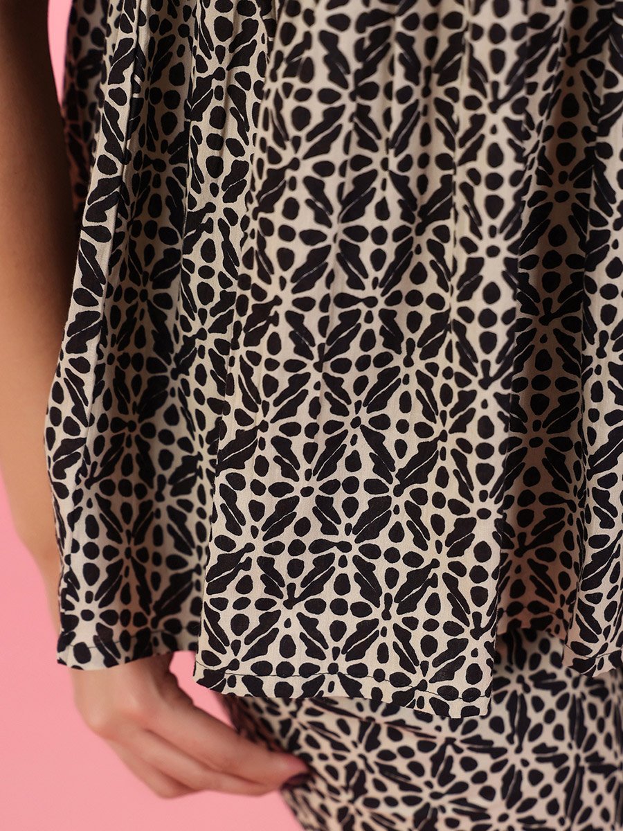All Over Print Ruffle Sleeve Top and Pyjama Set