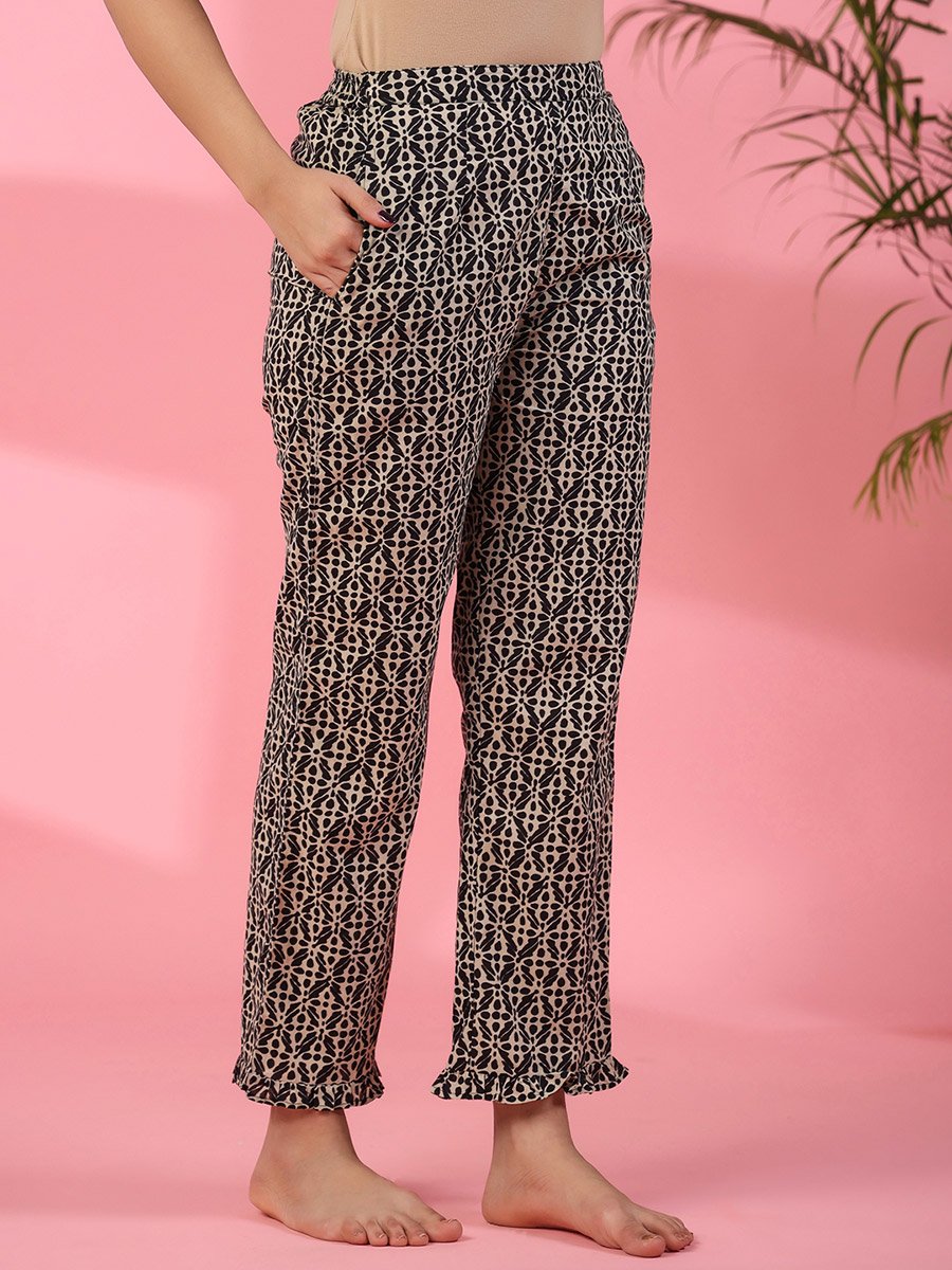 All Over Print Ruffle Sleeve Top and Pyjama Set