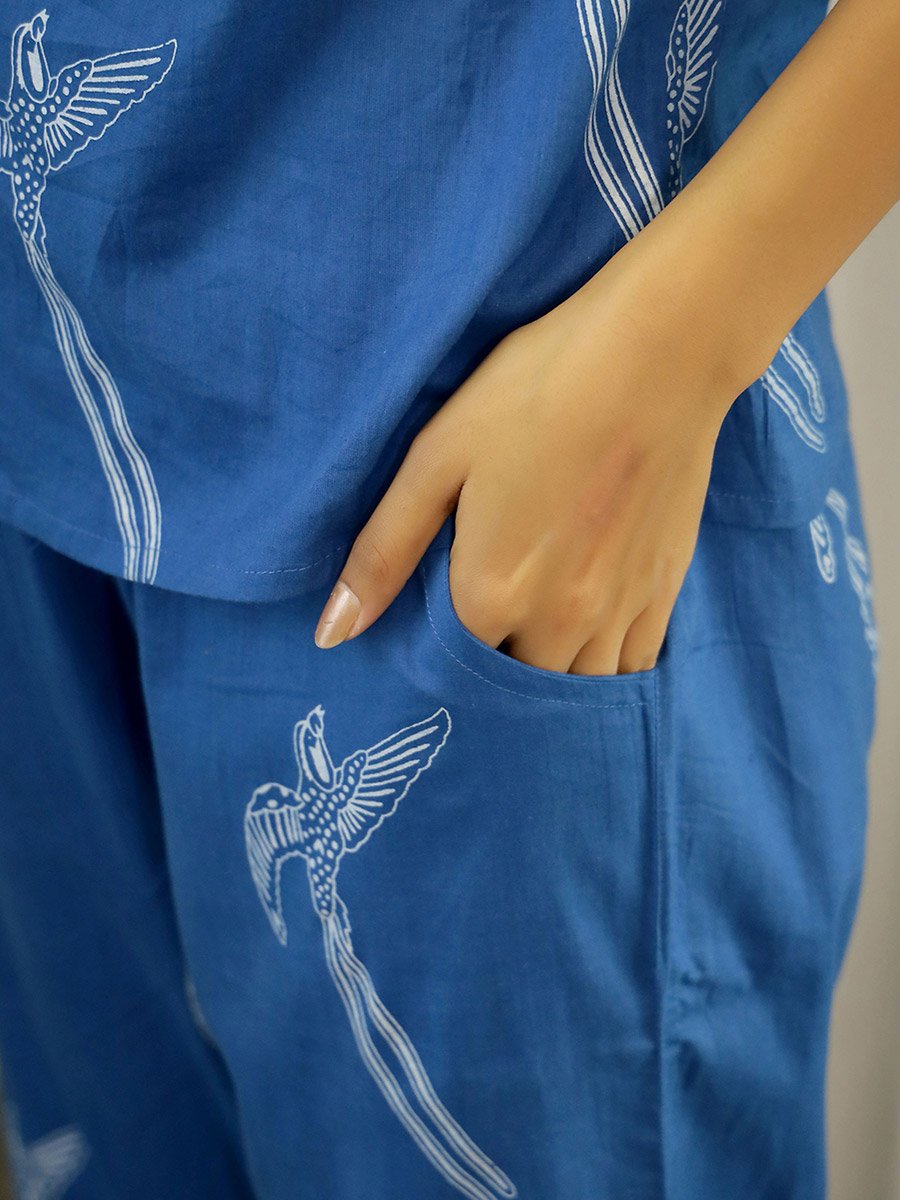 Cotton Bird Print Top and Pyjama Set