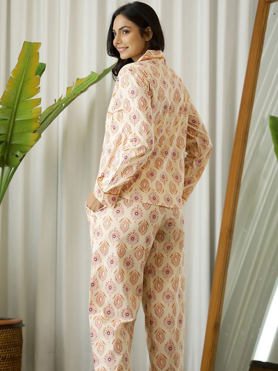 All Over Print Cotton Shirt and Pyjama Set