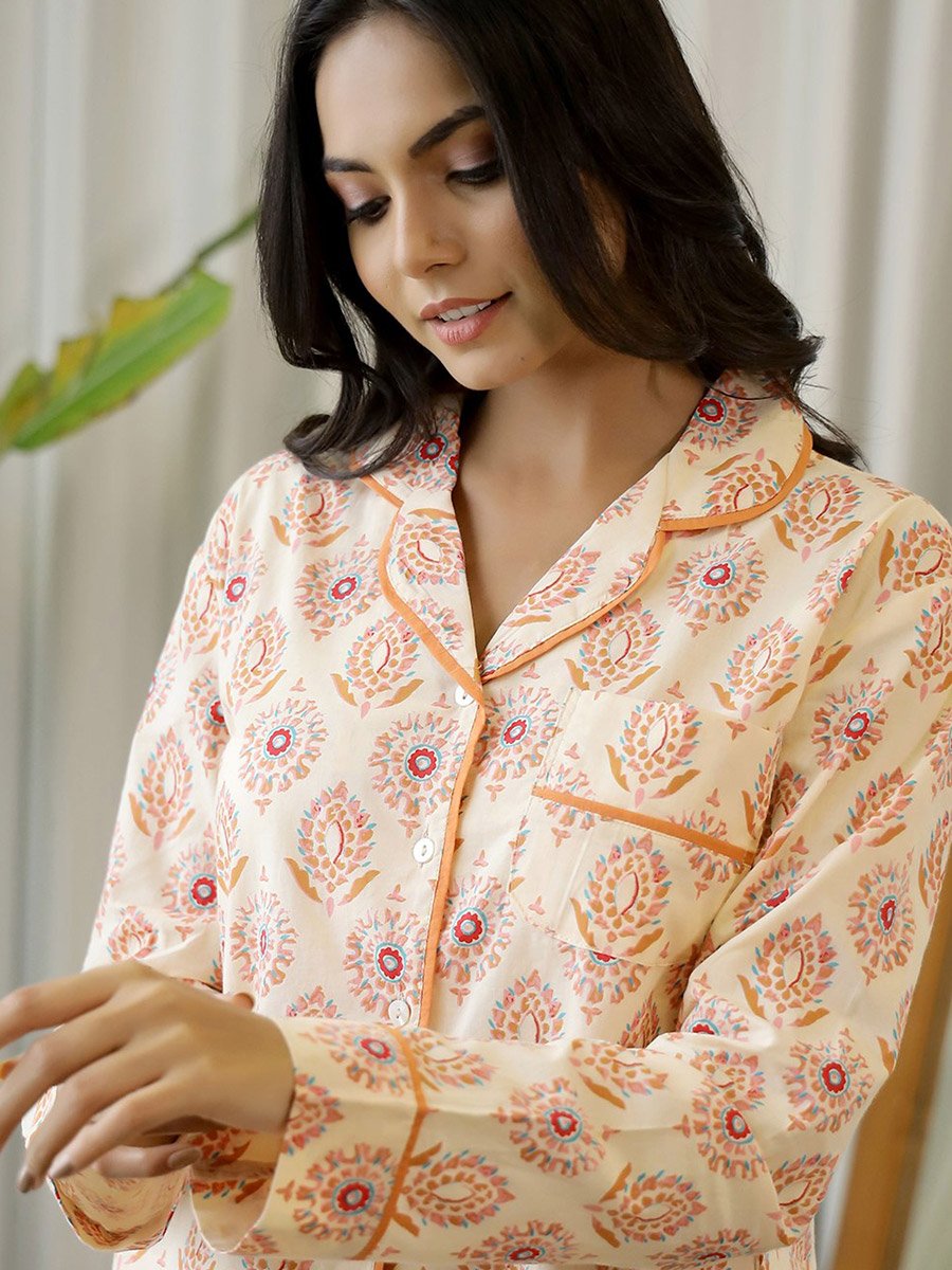 All Over Print Cotton Shirt and Pyjama Set