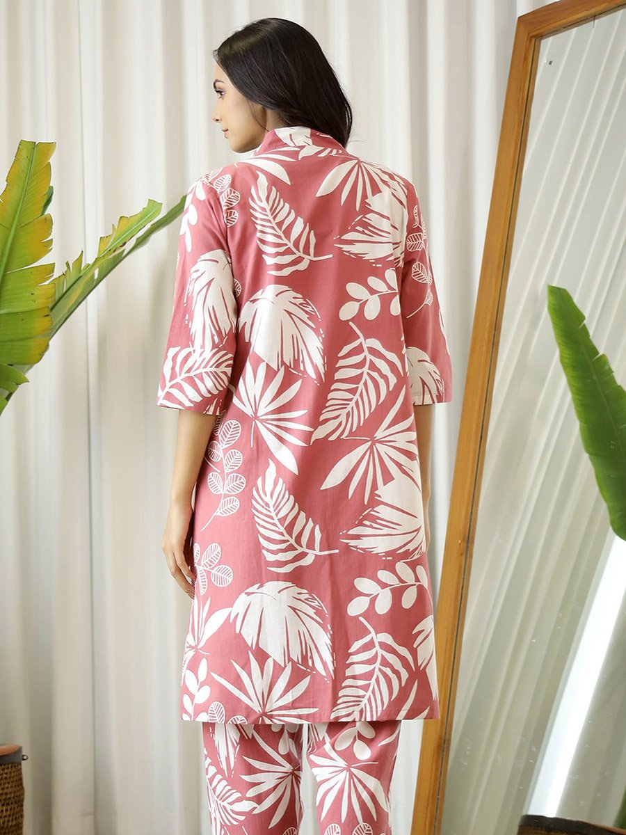 Pack of 3 - Cotton Tropical Print Cami- Robe and Pyjama