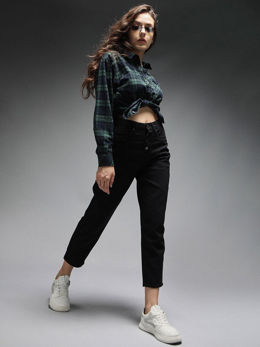 High Rise Clean Look Mom Fit Cropped Jeans