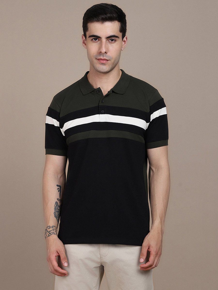 Colorblock Striped Slim Fit Polo