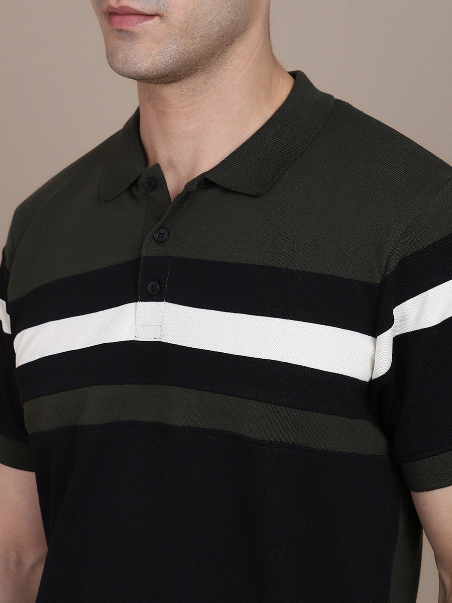 Colorblock Striped Slim Fit Polo